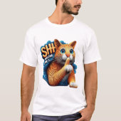 T-shirt Silhouette De Chat Majestueuse Avec Shhh Personne  (Devant)