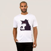 T-shirt Silhouette de chat noir malin avec yeux rouges (Devant entier)
