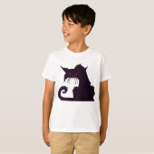 T-shirt Silhouette de chat noir malin avec yeux rouges (Devant entier)
