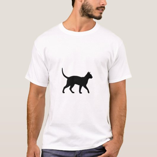 T-shirt Silhouette de chat noir marchant (Devant)