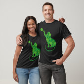 T-shirt Silhouette de chat vert trèfles Saint-Patrick (Unisexe)