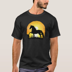 T-shirt Silhouette de cheval de race Morgan au coucher du 