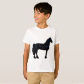 T-shirt Silhouette de cheval en noir et blanc (Devant entier)