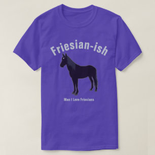 T-shirt Silhouette de Cheval friésien Minimal Bleu Noir