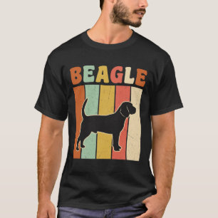 T-shirt Silhouette de chien Beagle rétro à rayures vintage