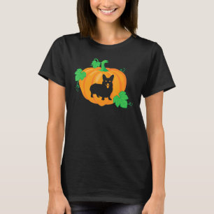 T-shirt Silhouette de Chien de Corgi Citrouille Halloween