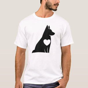 T-shirt Silhouette de cœur de berger allemand minimaliste