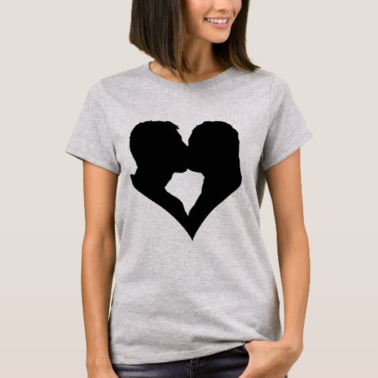 T-shirt Silhouette de couple s'embrassant (Devant)