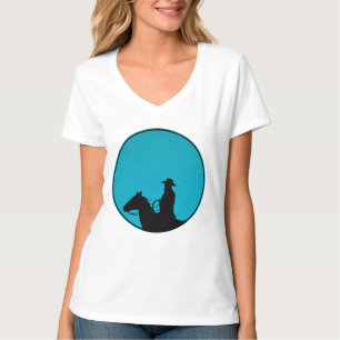 T-shirt Silhouette de cow-boy sur turquoise