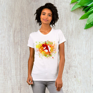 T-shirt Silhouette de danseuse avec volutes florales