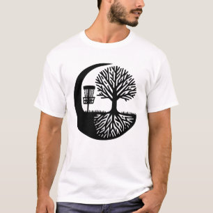 T-shirt Silhouette de disque de golf noir et blanc