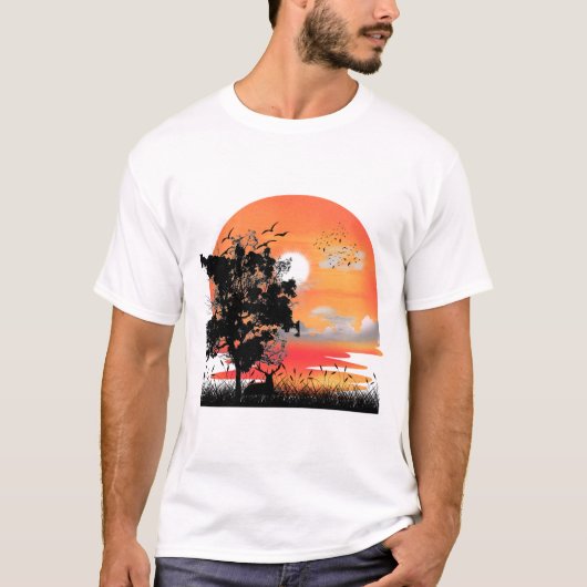 T-shirt Silhouette de faune à l'heure dorée (Devant)