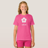 T-shirt Silhouette de fleur de Sakura blanche (Devant entier)