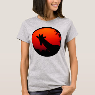 T-shirt Silhouette de Giraffe moderne Orange Afrique couch