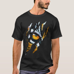 T-shirt Silhouette de griffe d'œil de chat tigre