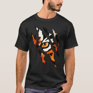 T-shirt Silhouette de griffe d'œil de chat tigre sans peur