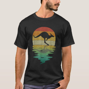 T-shirt Silhouette de kangourou Coucher de soleil Rétro Vi