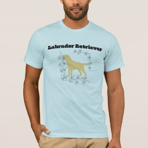 T-shirt Silhouette de Labrador jaune avec cadre de fleurs