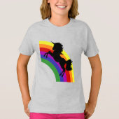 T-shirt Silhouette de licorne noire avec Chemise de fille  (Devant)