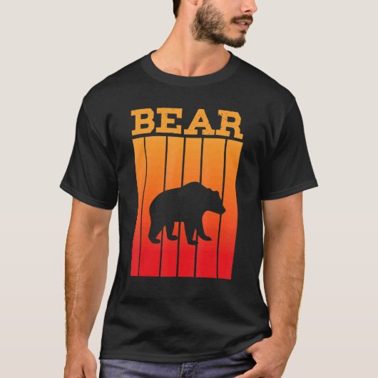 T-shirt Silhouette de l'ombre de l'ours au coucher du sole (Devant)