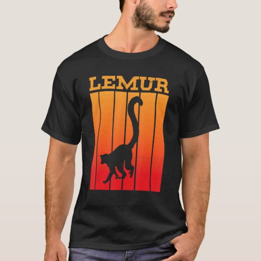 T-shirt Silhouette de l'ombre du lémur au coucher du solei (Devant)
