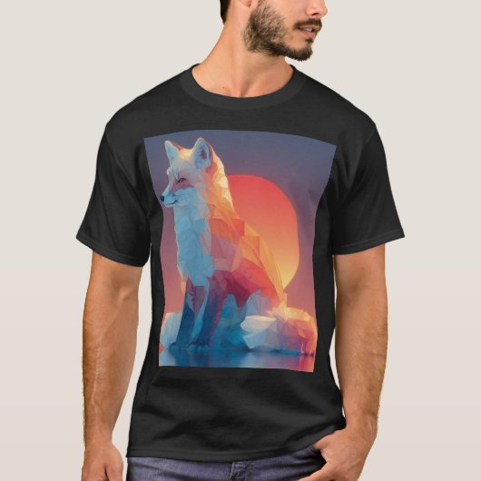 T-shirt Silhouette de loup géométrique | Faune polygonale (Devant)