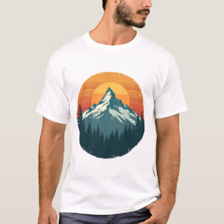 T-shirt Silhouette de montagne au coucher du soleil