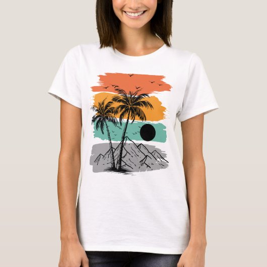 T-shirt Silhouette de palmier été (Devant)
