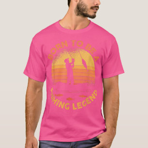 T-shirt Silhouette de pêcheur au coucher du soleil rétro