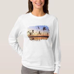 T-shirt Silhouette de plante par coucher du soleil de