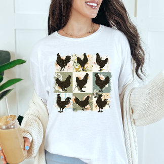 T-shirt Silhouette de poulet rustique Farmhouse Florals