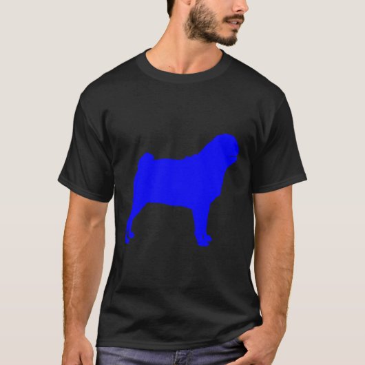 T-shirt Silhouette de Pug Bleu 941 (Devant)