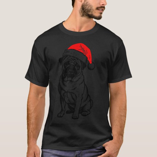 T-shirt Silhouette de Pug de Noël (Devant)