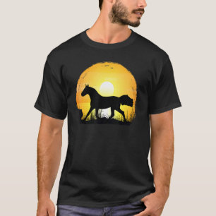 T-shirt Silhouette de race de cheval au coucher du soleil 