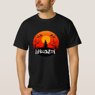 T-shirt Silhouette de sorcière Coucher de soleil orange Lu