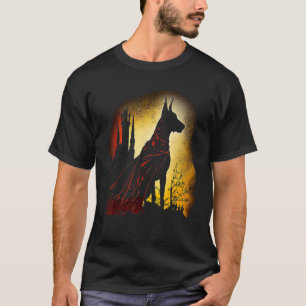 T-shirt Silhouette de super-héros Doberman foncé Post Apoc
