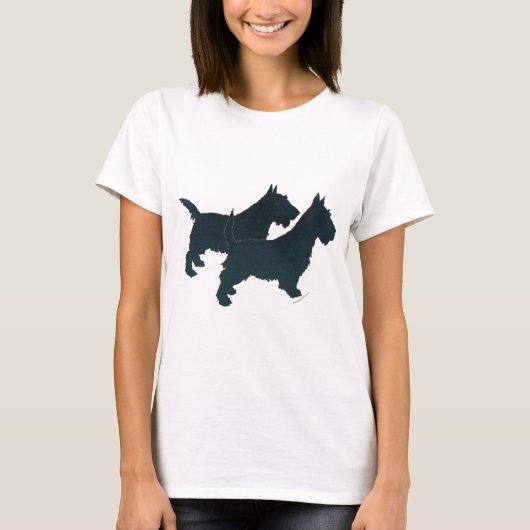 T-shirt Silhouette de Terrier Écossais (Devant)