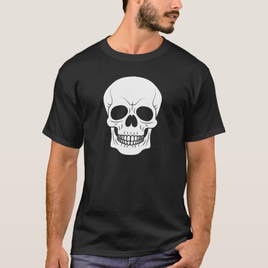 T-shirt Silhouette de tête blanche simple Halloween (Devant)