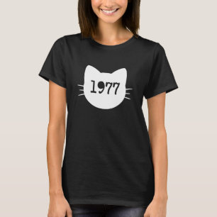 T-shirt Silhouette de tête de chat 1977 Rétro drôle
