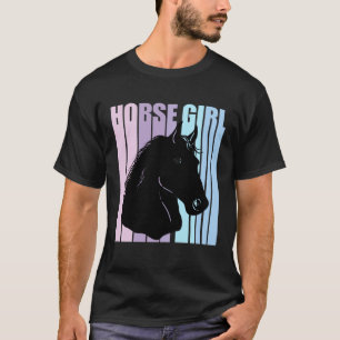 T-shirt Silhouette de tête de cheval noir cavalier amoureu
