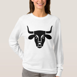 T-shirt Silhouette de tête de taureau noir minimaliste