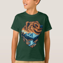 Silhouette de tête d'ours grizzly Montagne Forêt R