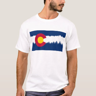T-shirt Silhouette de Treeline de drapeau du Colorado