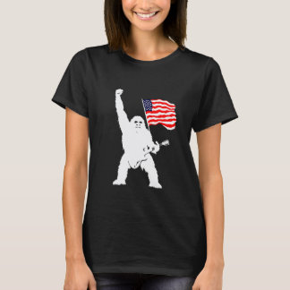 T-shirt Silhouette de Yéti patriotique avec guitare