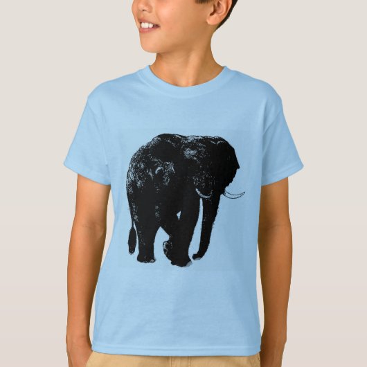 T-shirt Silhouette d'éléphant noir (Devant)