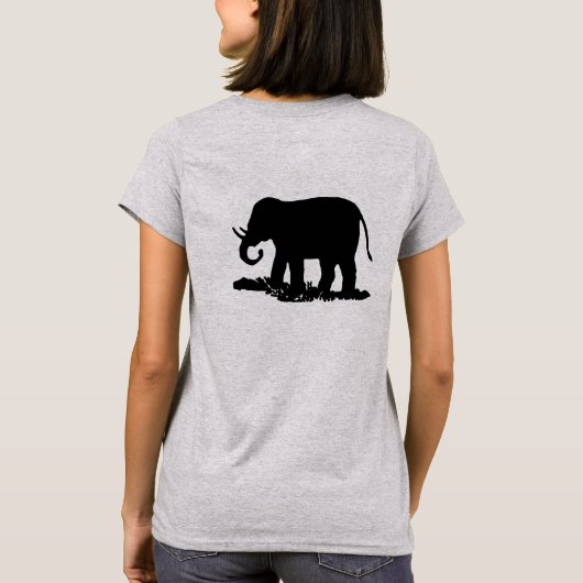 T-shirt Silhouette d'éléphant noir et blanc (Dos)