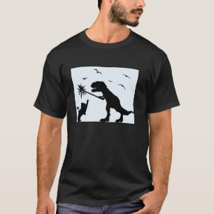 T-shirt Silhouette Dinosaure Amateur de Chatons Drôle Chat