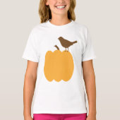 T-shirt Silhouette d'oiseaux et de Citrouilles (Devant)