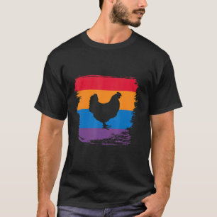 T-shirt Silhouette d'ombre de poulet avec drapeau coloré