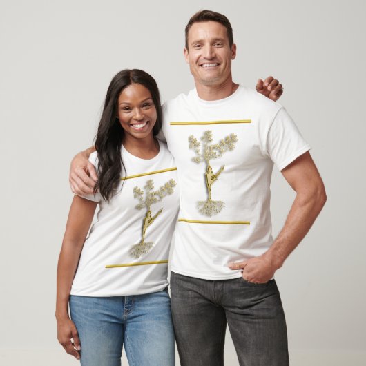 T-shirt Silhouette d'or femmes dansant devant un arbre (Unisexe)